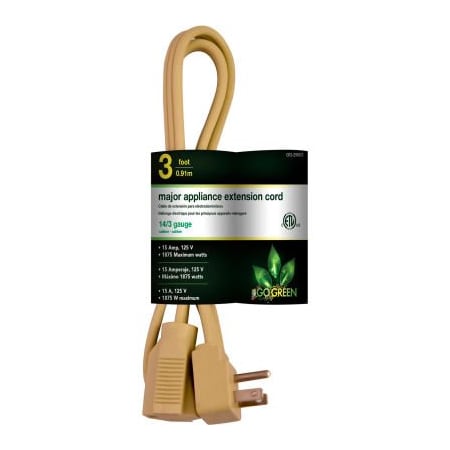 Gogreen GoGreen Power, 3 Ft Appliance Cord - Beige GG-25603